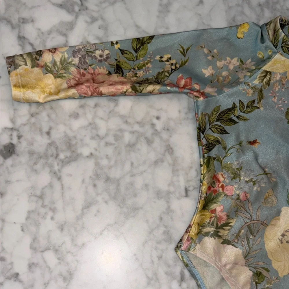 Zimmermann Floral Long Sleeve Rashguard Swim One Piece 2Y - Picture 3 of 11